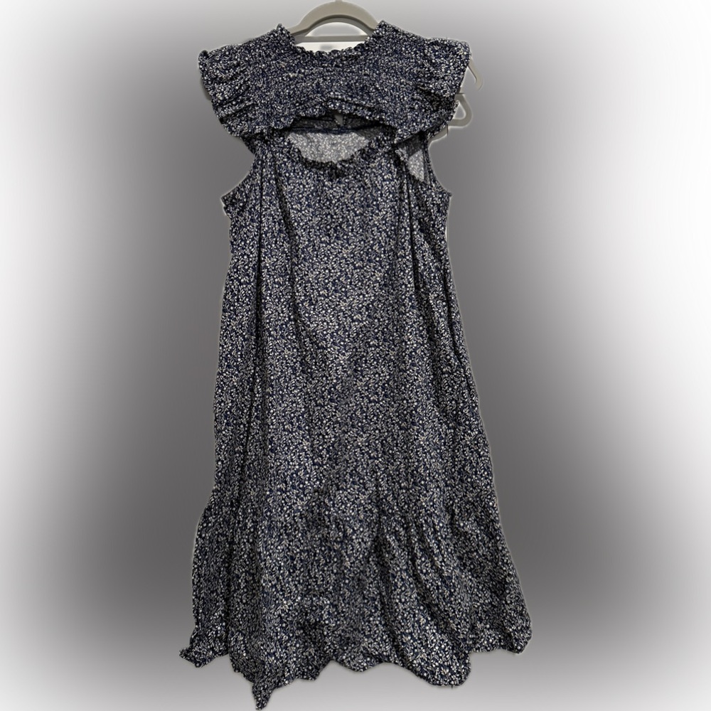 High neck smocked cut out dress